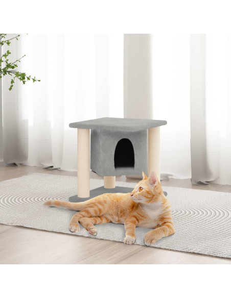 Albero per Gatti con Tiragraffi in Sisal Grigio Chiaro 37 cm