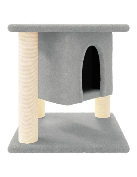 Albero per Gatti con Tiragraffi in Sisal Grigio Chiaro 37 cm