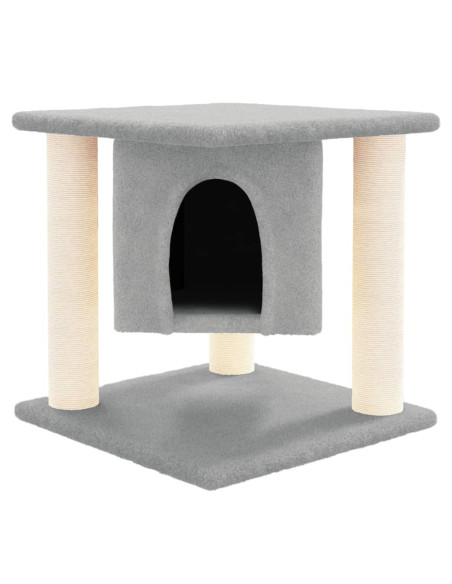 Albero per Gatti con Tiragraffi in Sisal Grigio Chiaro 37 cm