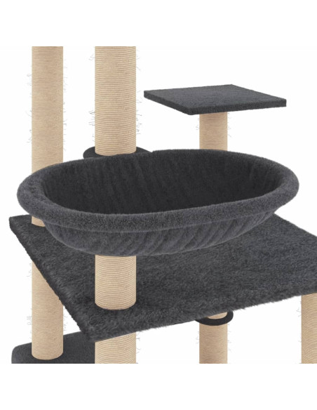 Albero per Gatti con Tiragraffi in Sisal Grigio Scuro 141 cm