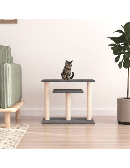 Pali Tiragraffi per Gatti con Piattaforme Grigio Scuro 62,5 cm