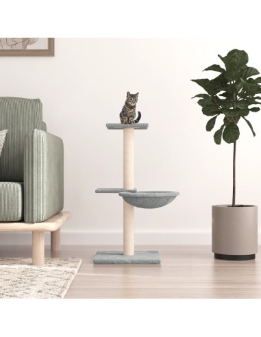 Albero per Gatti con Tiragraffi in Sisal Grigio Chiaro 72 cm