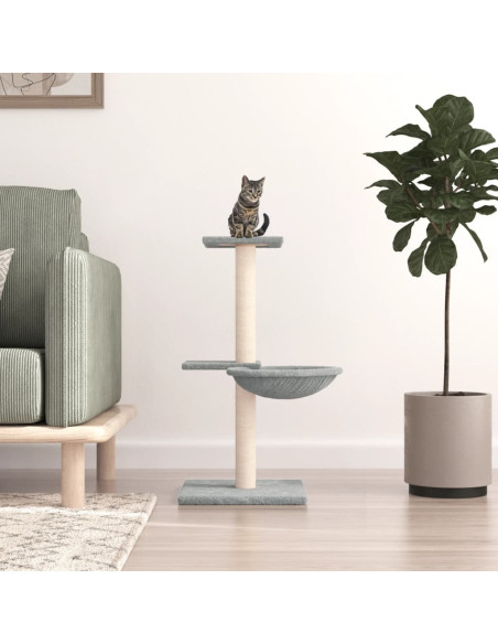 Albero per Gatti con Tiragraffi in Sisal Grigio Chiaro 72 cm