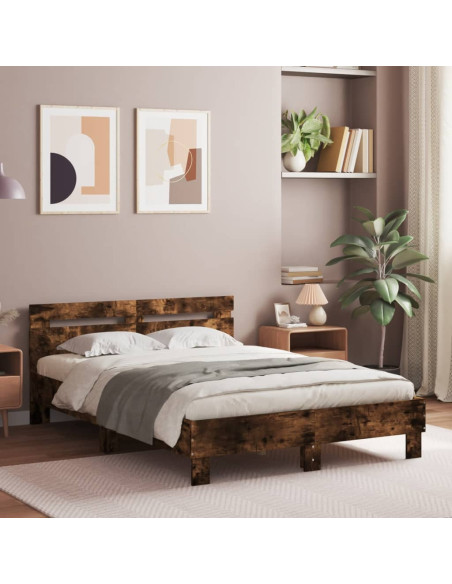 Giroletto con Testiera Rovere Fumo 135x190 cm Legno Multistrato