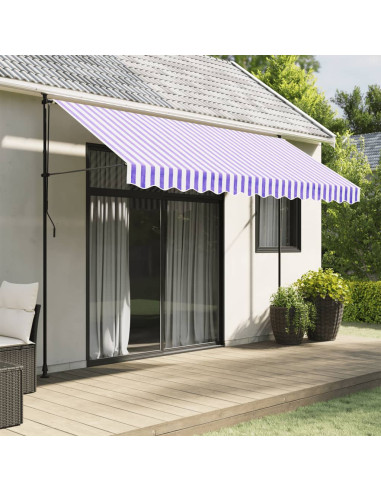 Tessuto Ricambio per Mantovana Tenda Righe Blu e Bianche 3,5 m