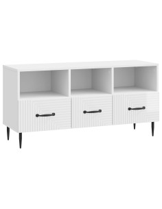 Mobile TV Bianco Lucido 102 x 34,5 x 50 cm Legno ingegnerizzato