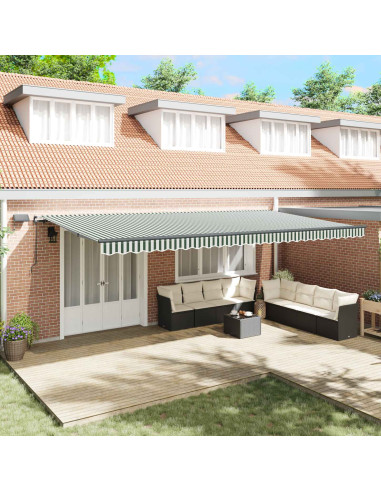 Tenda Retrattile Verde e bianco 600 ×300 cm Tessuto