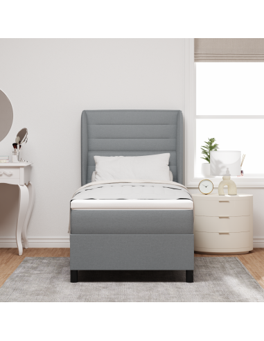 Letto a molle con materasso Grigio chiaro 90 x 200 cm Tessuto