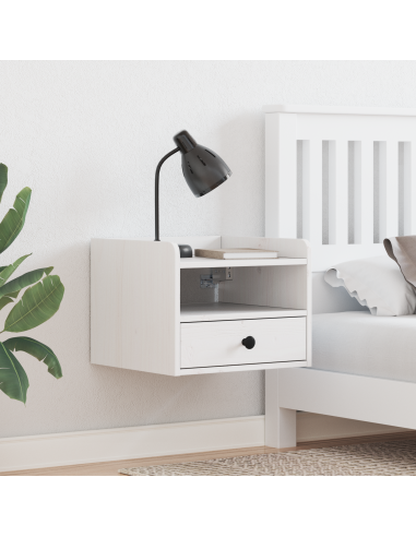 Comodino 2 pcs Bianco 38 x 36 x 29,5 cm Legno di pino massello