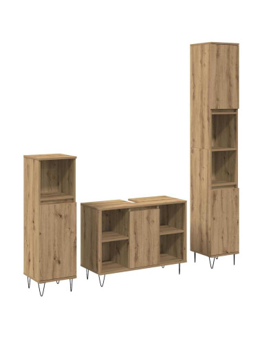 Set di mobili per il bagno con porta 3 pcs Rovere artigianale