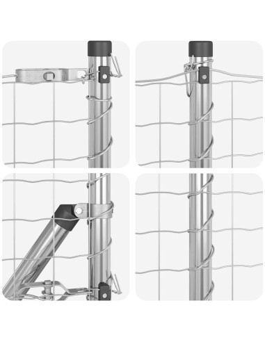 Recinzione con Posto Grigio 0,4 x 25 m Acciaio e PVC