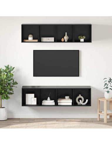 Set mobile TV 3 pcs Rovere Nero Legno multistrato