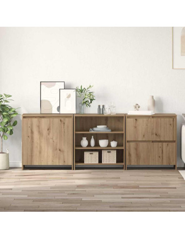 Credenza con cassetto 3 pcs Rovere artigianale 70 x 41 x 75 cm