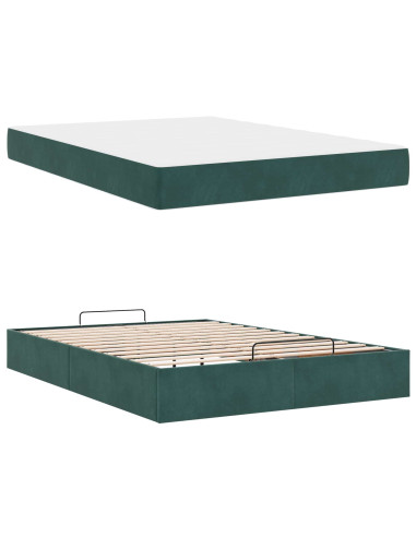 Struttura letto con materasso con materasso 2 pcs Verde Velluto