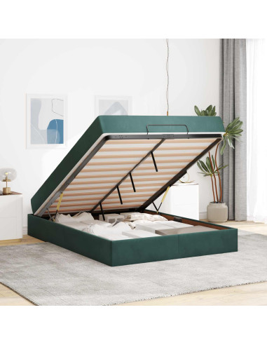 Struttura letto con materasso con materasso 2 pcs Verde Velluto