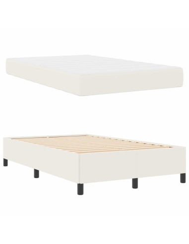 Struttura del letto con materasso Crema 120 x 200 cm Tessuto