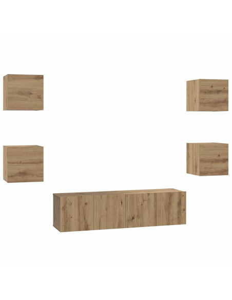 Set mobile TV 6 pcs Rovere artigianale Legno multistrato