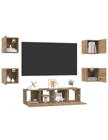 Set mobile TV 6 pcs Rovere artigianale Legno multistrato