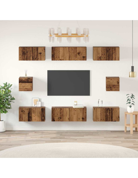 Set mobile TV 8 pcs Legno vecchio Legno multistrato