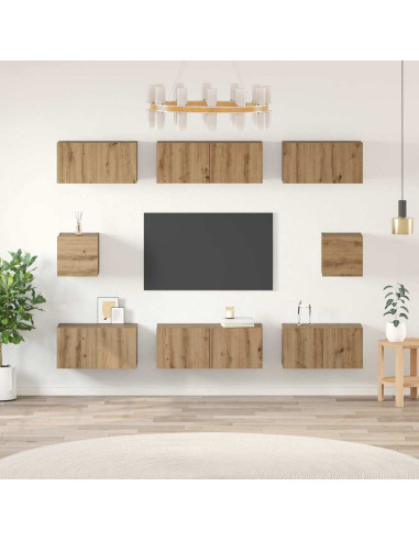 Set mobile TV 8 pcs Rovere artigianale Legno multistrato