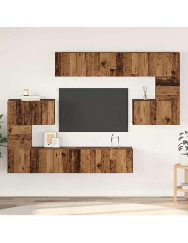 Set mobile TV 8 pcs Legno vecchio Legno multistrato