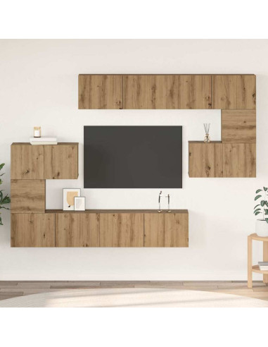 Set mobile TV 8 pcs Rovere artigianale Legno multistrato