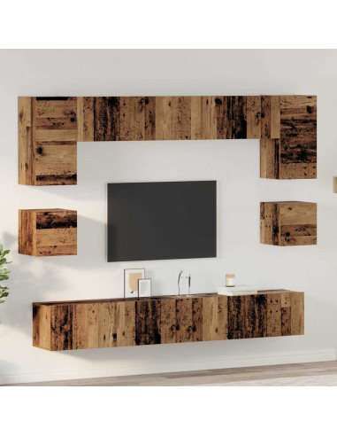 Set mobile TV 8 pcs Legno vecchio Legno multistrato