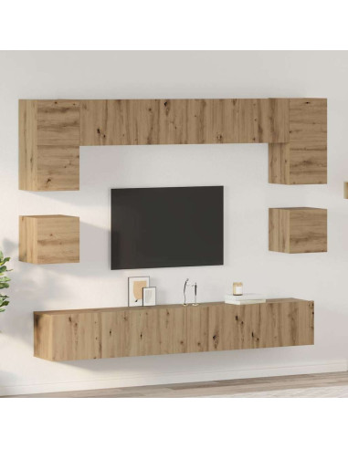 Set mobile TV 8 pcs Rovere artigianale Legno multistrato