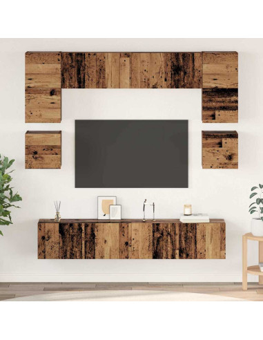 Set mobile TV 8 pcs Legno vecchio Legno multistrato