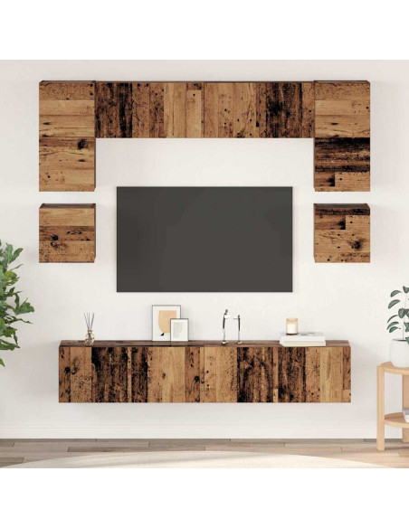 Set mobile TV 8 pcs Legno vecchio Legno multistrato