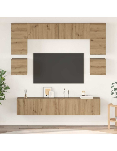Set mobile TV 8 pcs Rovere artigianale Legno multistrato