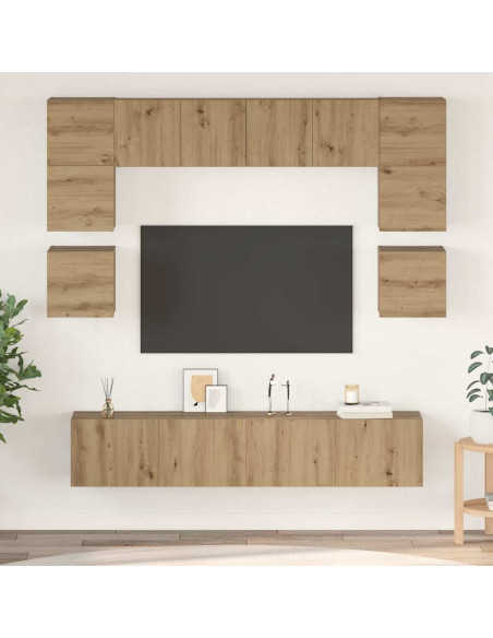 Set mobile TV 8 pcs Rovere artigianale Legno multistrato