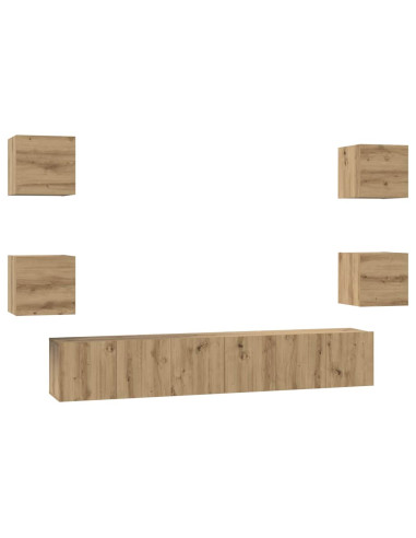 Set mobile TV 7 pcs Rovere artigianale Legno multistrato