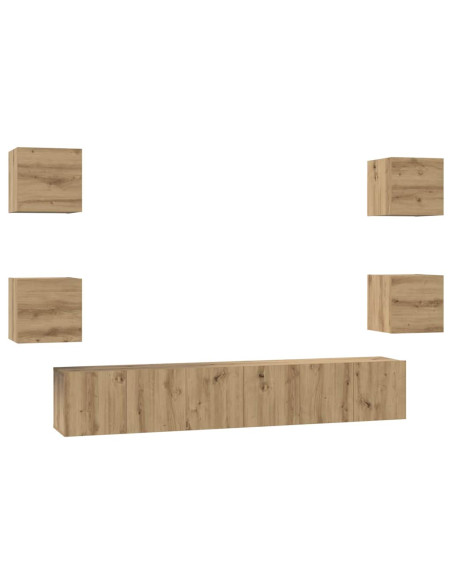 Set mobile TV 7 pcs Rovere artigianale Legno multistrato