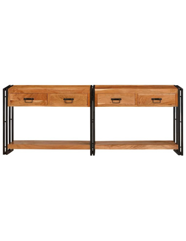 Tavoli consolle 2 pcs Marrone Legno di Acacia Massello