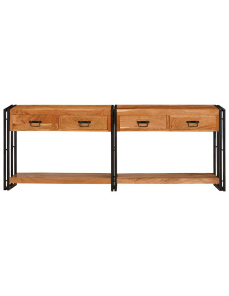 Tavoli consolle 2 pcs Marrone Legno di Acacia Massello