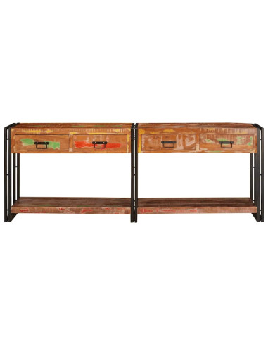 Tavoli consolle 2 pcs Multicolore Legno Recuperato Massello