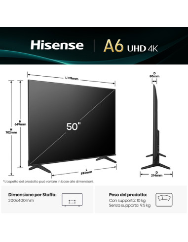 Hisense Smart TV 50" 4K 50A6Q