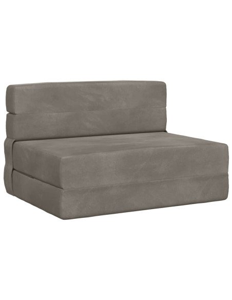 Divano Letto Pieghevole Grigio chiaro 190 x 100 x 15 cm Velluto