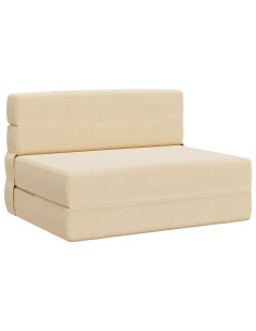 Divano Letto Pieghevole Crema 190 x 70 x 15 cm Tessuto in Cords