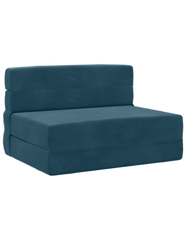 Divano Letto Pieghevole Blu 190 x 100 x 15 cm Velluto