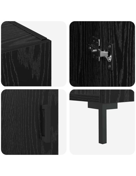 Credenza Rovere Nero 90 x 34 x 80 cm Legno multistrato