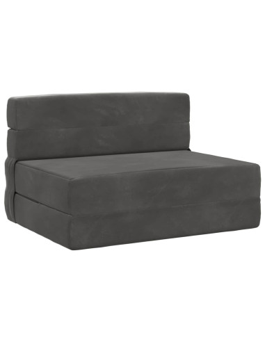 Divano Letto Pieghevole Grigio scuro 190 x 100 x 15 cm Velluto