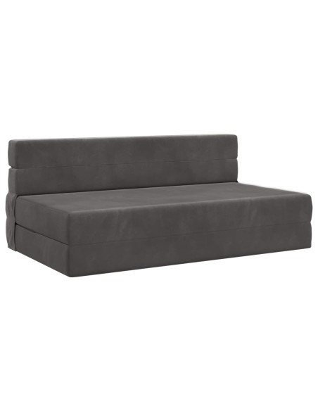 Divano Letto Pieghevole Grigio scuro 203 x 152 x 15 cm Velluto