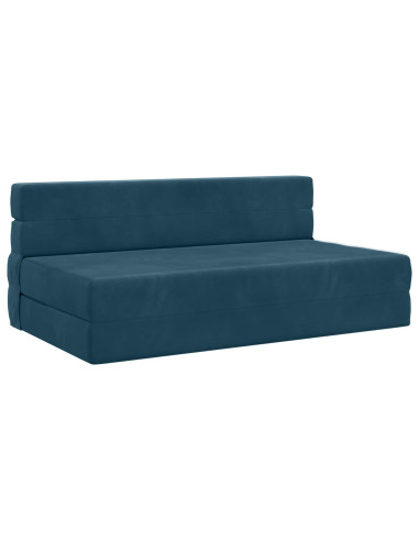 Divano Letto Pieghevole Blu 203 x 152 x 15 cm Velluto