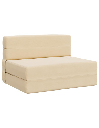 Divano Letto Pieghevole Crema 190 x 100 x 15 cm