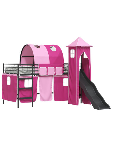 Struttura del letto loft per bambini Nero e rosa 79,5 x 200 cm