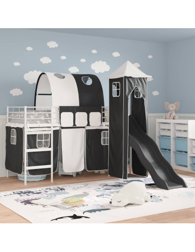 Struttura del letto loft per bambini Bianco e Nero Metallo
