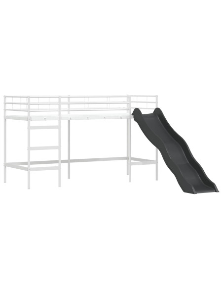 Struttura del letto loft per bambini Bianco e Nero Metallo