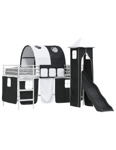 Struttura del letto loft per bambini Bianco e Nero 90 x 200 cm 2